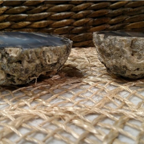 Matching Blue Agate Polished Geode Halves, SET/2, EUC - Picture 5 of 7